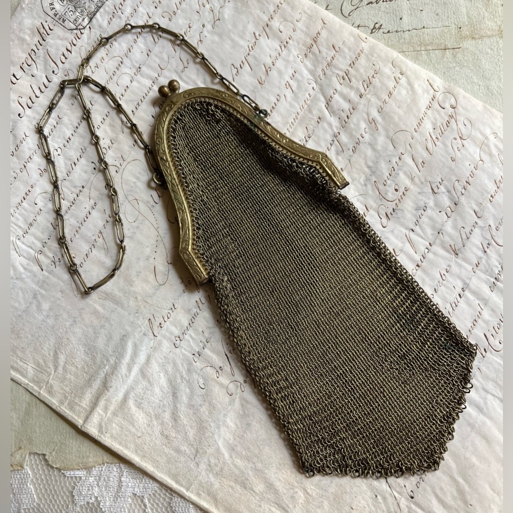 Distressed Antique Chainmail Purse, Metal Mesh Purse